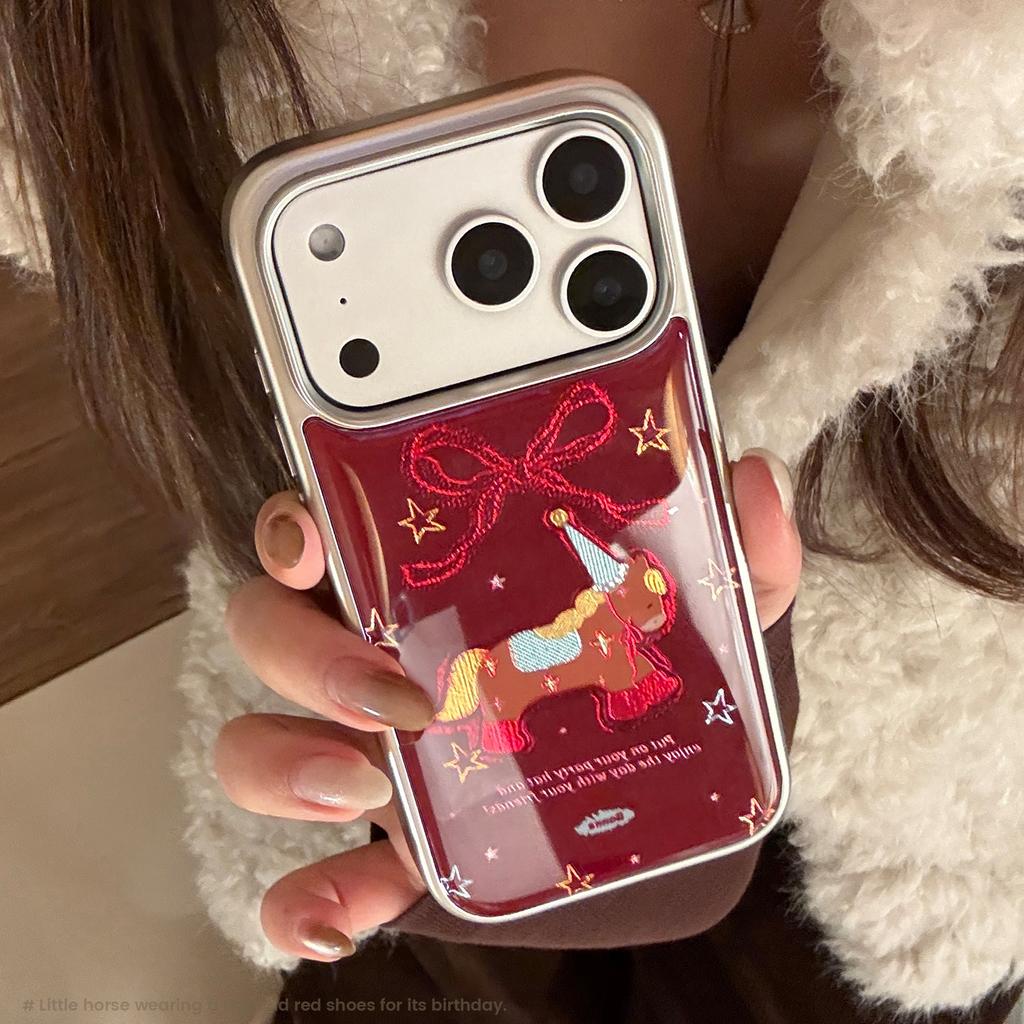 Позолоченный чехол для мобильного телефона Pony iPhone17promax 13 Праздничный красный 16 Apple 17 и другие модели