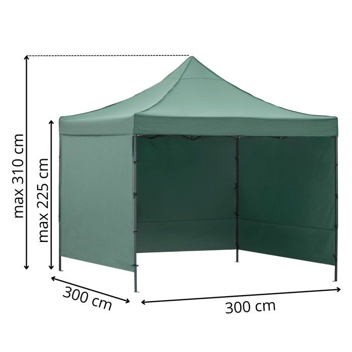 Tente commerciale - SPRINGOS - 3x3 m - Imperméable - Résistante à la corrosion - Vert