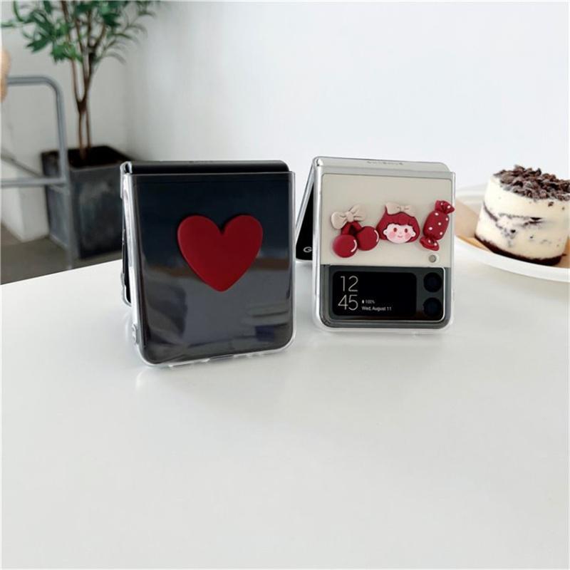 Diy Cute Candy Girl Case For Samsung Galaxy Zflip3 5g Korea Fashion Folding Protective Shell Transparent Cover Zflip Zflip 4