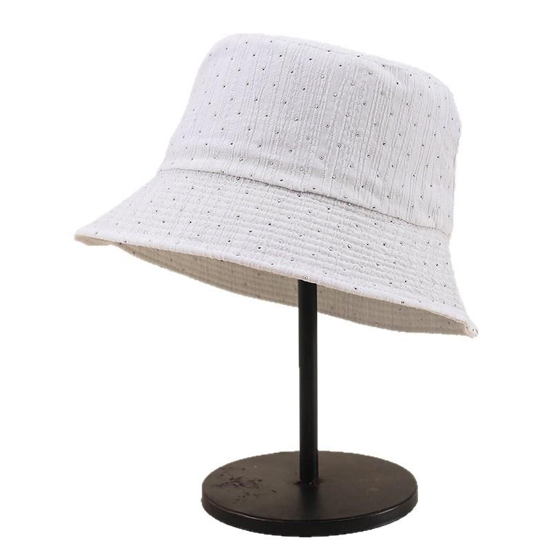 Popular hot diamond big eaves bucket hat female small fragrant style advanced sense sunshade basin hat spot