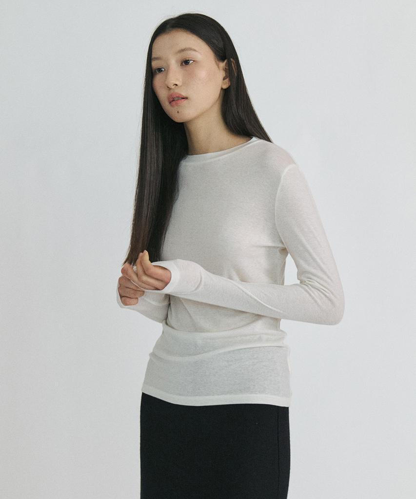 STEP AROUND Loose Fit Wool Tencel Top_Ivory