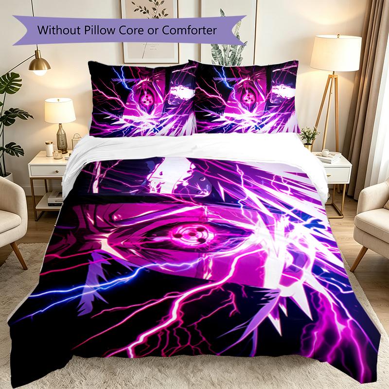 3pcs Game Role Naruto Duvet Cover Set, Home Printed Bedding Set, Breathable and Cozy Bedclothes Suitable For Festival Decor
