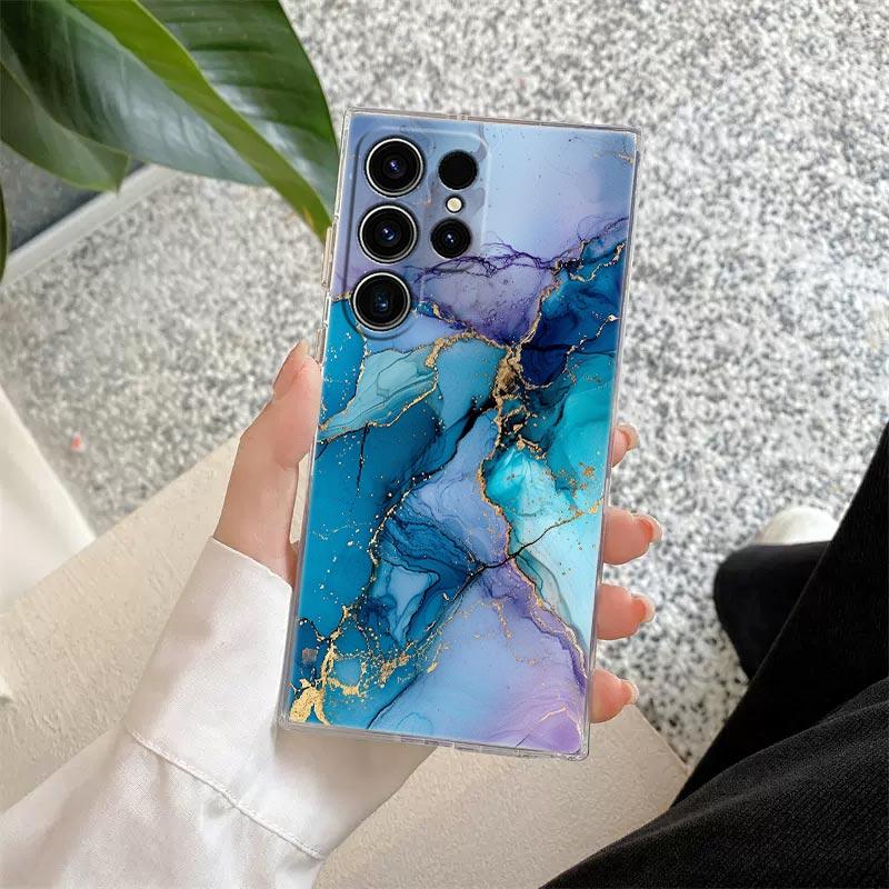 Прозрачный чехол с акварельным мраморным узором для Samsung Galaxy S26 S25 S24 S23 Ultra S20 S21 FE S22 Plus S26 Ultra