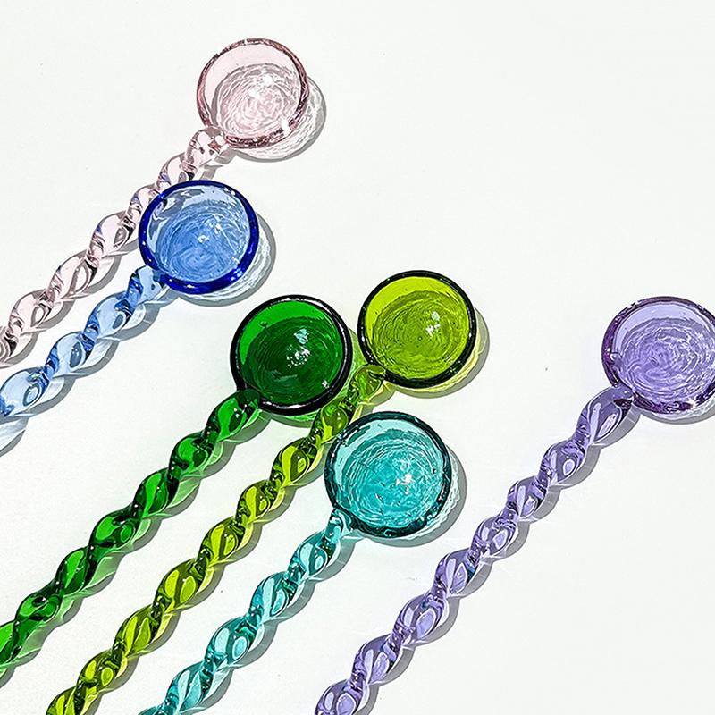 Стеклянные кофейные ложки с длинной ручкой, красочные и милые чайные ложки, кухонные принадлежности, ложка для молочного десерта и мороженого