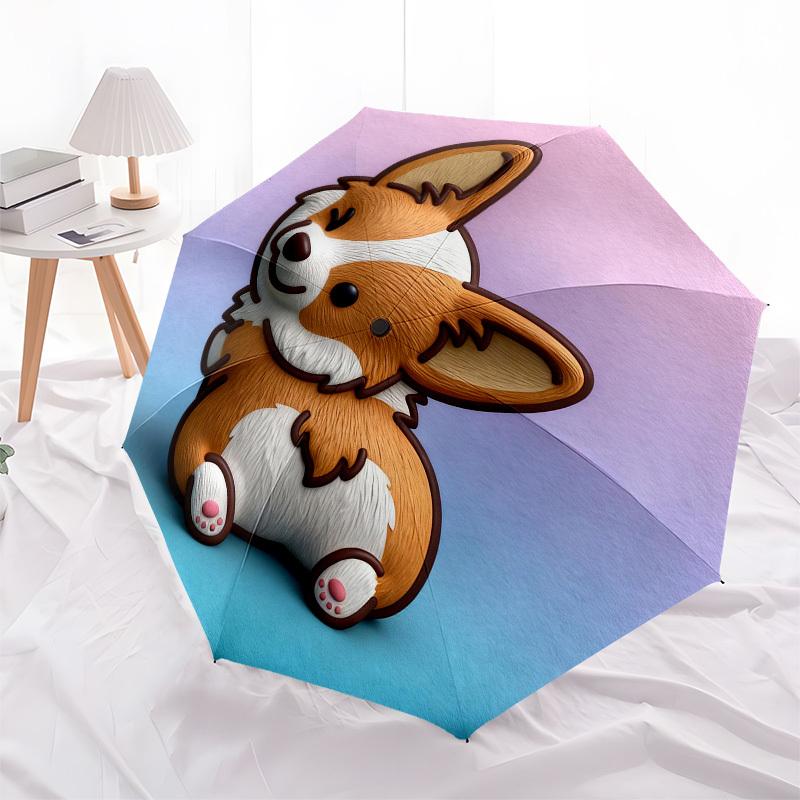 1 шт. Милый автоматический складной зонт-корги, прочный железный каркас с 8 ребрами, подходит для путешествий, повседневного использования, на день рождения, декоративный подарок 40