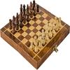 Wood Magnetic Chess Set with Folding Board and Chess Pieces Handmade Chess Board Set, Magnetic Chess Boards (7x7 In)
