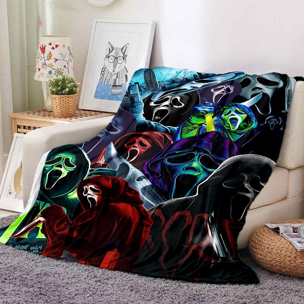 1pc Scream Mask Blanket Lightweight Flannel Blanket Throw Blanket For Sofa, Bed, Travel, Camping, Livingroom, Office, Couch