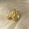 1 Pair Hoop Earrings Big Temperament Geometric Gift Golden Retro Style Women Oval Earrings Fashion Jewelry