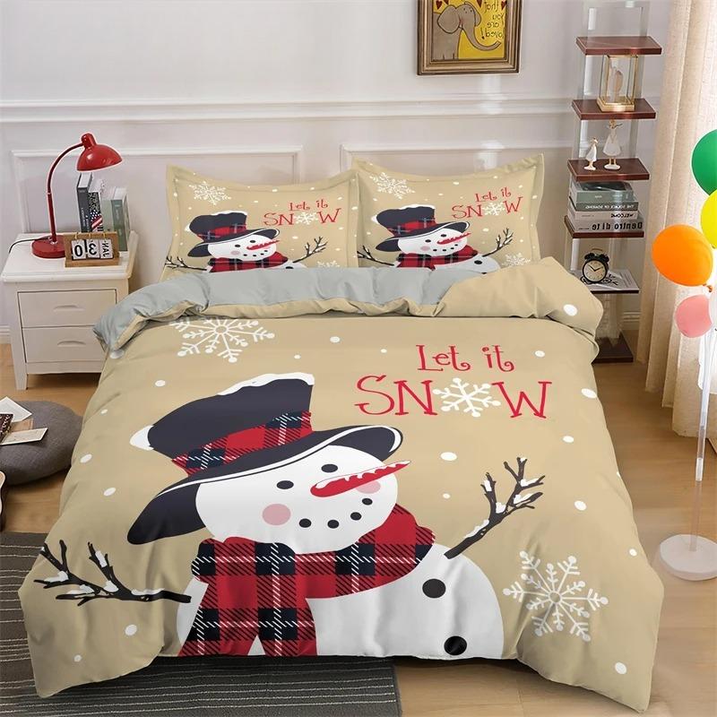3D Merry Christmas King Queen Комплект постельного белья для детей с рисунком Санта-Клауса, снеговика, оленя, покрывало для пододеяльника, рождественское покрывало из полиэстера