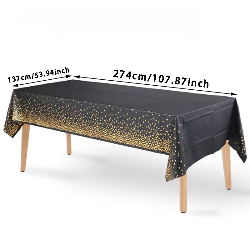 274*137cm Tablecloth Bronzing Black Dot Table Cover for Adult Happy Birthday Party Supplies Wedding Decorations Christmas Decor