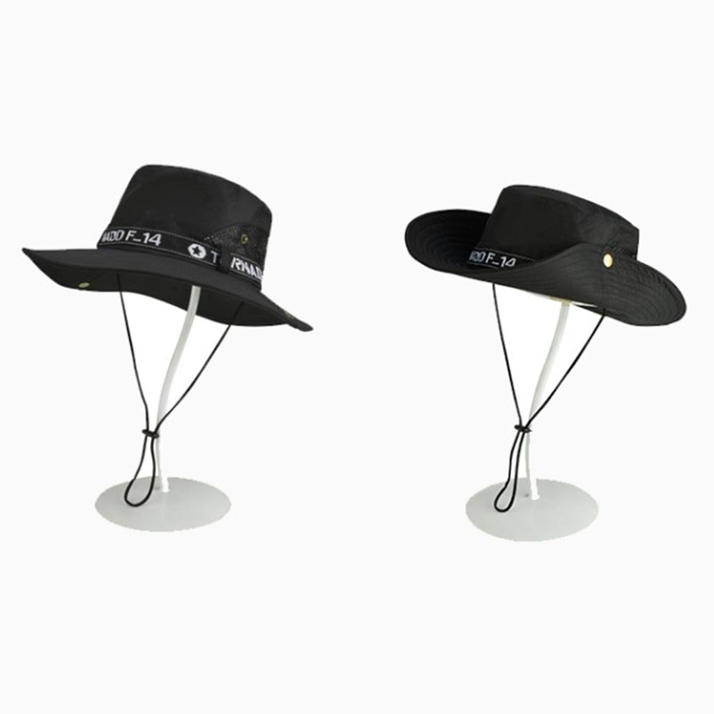 Мужская шляпа рыбака летняя уличная для рыбалки солнцезащитная с защитой лица от УФ-лучей с большими полями черная