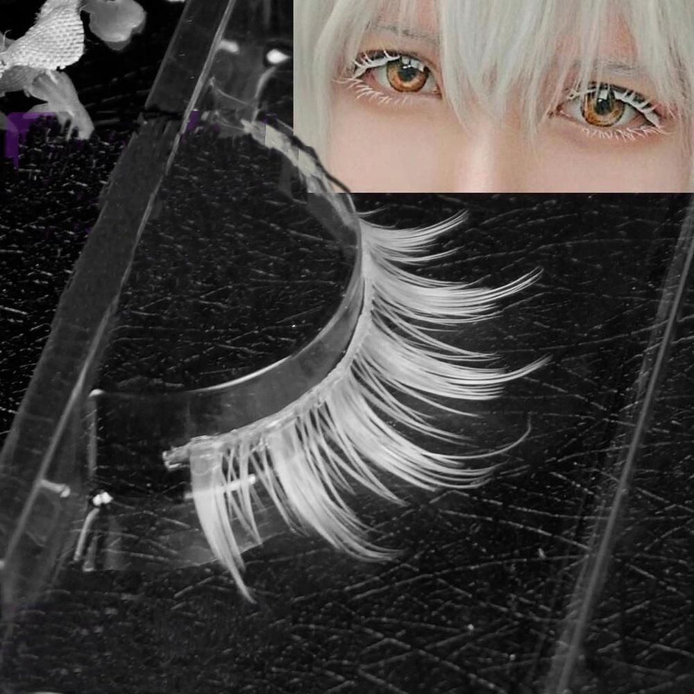 1 Pair Hot Fashion White Eyelashes Cosplay Makeup Natural Long Eyelashes Extension Cross Strip False Eye Lashes Beauty Makeup Tools
