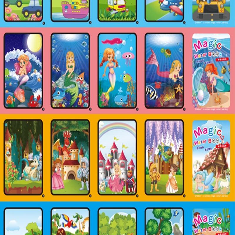 1 Книга+1 Ручка Многоразовая Книжка-раскраска Книга для рисования водой Сенсорная Раннее развитие Пазл Игрушки для рисования