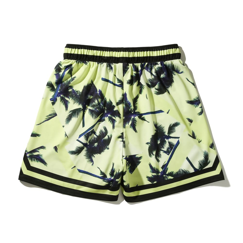 SPALDING Palm Tree Jersey Shorts, Yellow, Size M (SMP25007)