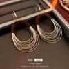Oval Multi-Layer Ear Hooks: Niche Cold Style Fashion Earrings (High-End European & American Design)