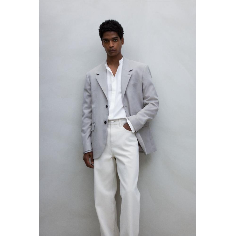 Рубашка HM Regular Fit Stand Collar белая