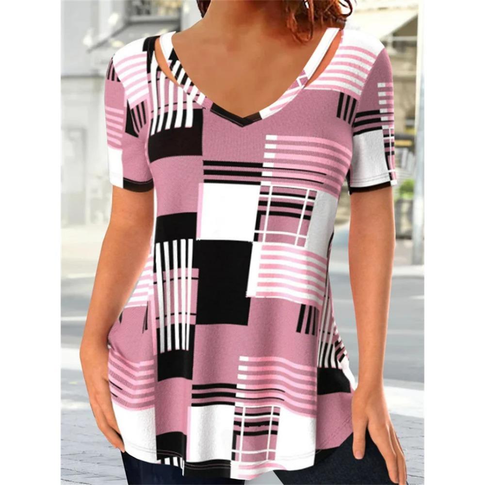 Модные женские рубашки с принтом, винтажные летние футболки с дырками, блузки, топы, свободные повседневные топы с коротким рукавом, размеры S-5XL