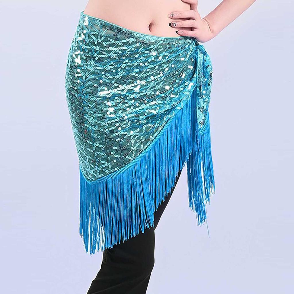 Women's High Waisted Sexy Sequined Half Skirt Waist Accessories Sequined Belly Dance Waist Scarf