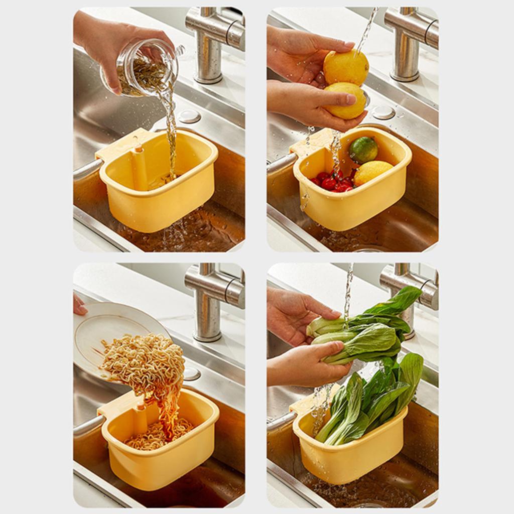 Kitchen Sink Filter Basket Sink Washing Basin Anti Leak Filter Basin One Click Press Type Grid Drain Storage Rack Strainer