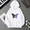 Top Casual Soft Women Hoodie White and Purple Butterfly Personality Funny Women Fashion Wool Hoodie Loose Sports Shirt