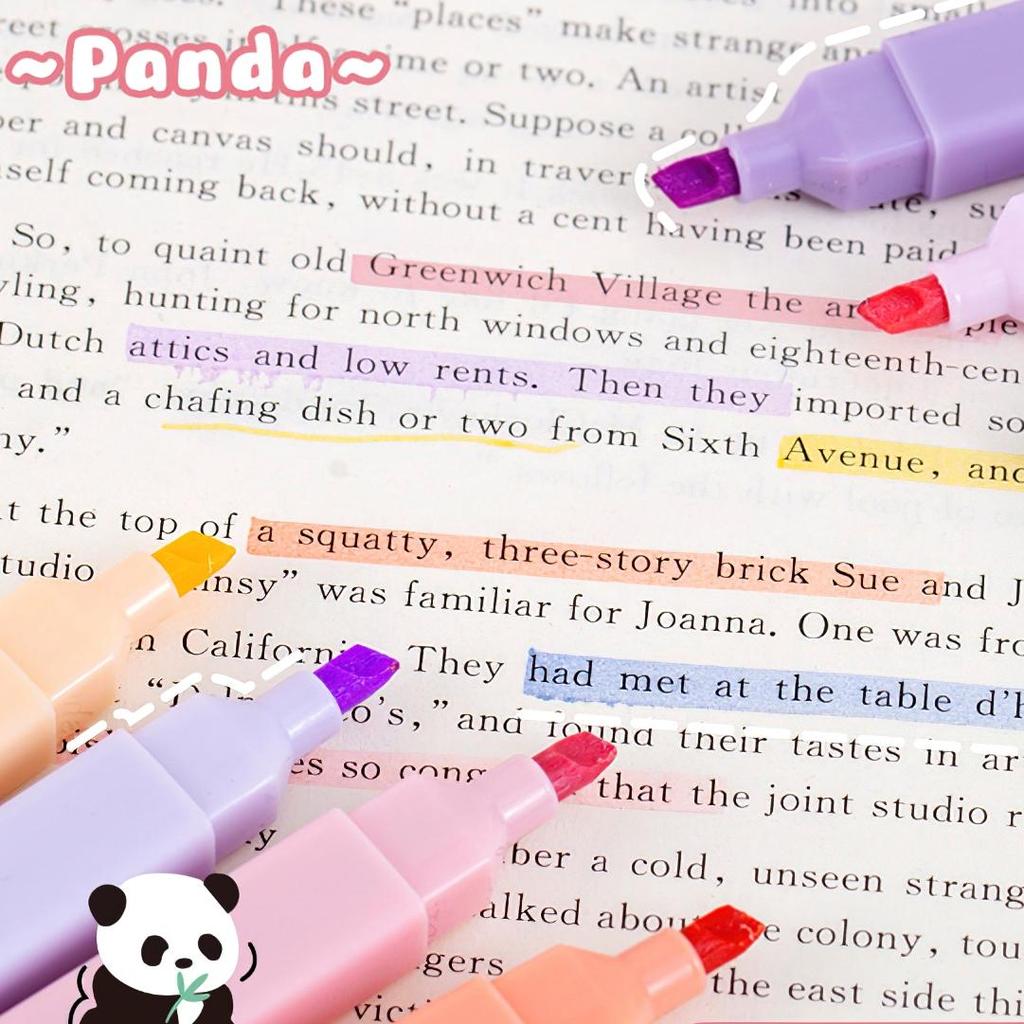 4 шт., набор ручек-хайлайтеров мягкого цвета с милой пандой, квадратный корпус, мягкий маркер для головы, лайнер для рисования, рисования, школы