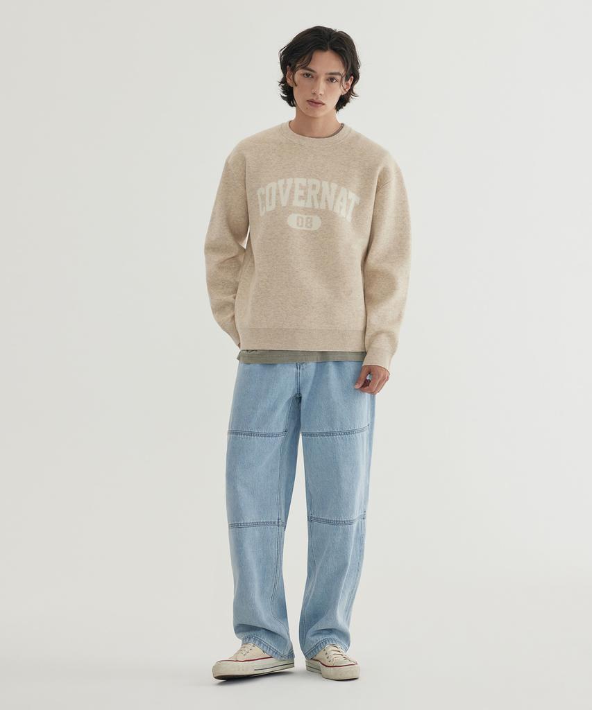 COVERNAT Center Arch Logo Knit Beige