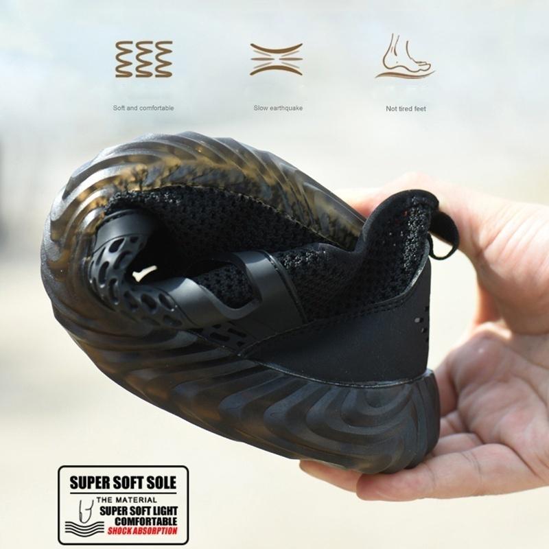 Мужская рабочая защитная обувь со стальным носком для пешего туризма, термоусадочная противоскользящая повседневная обувь большого размера с защитой от столкновений, внутренний материал: Сетка