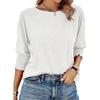 Модная свободная хлопковая футболка с круглым вырезом, цветными манжетами и рукавами три четверти, Осень 2025