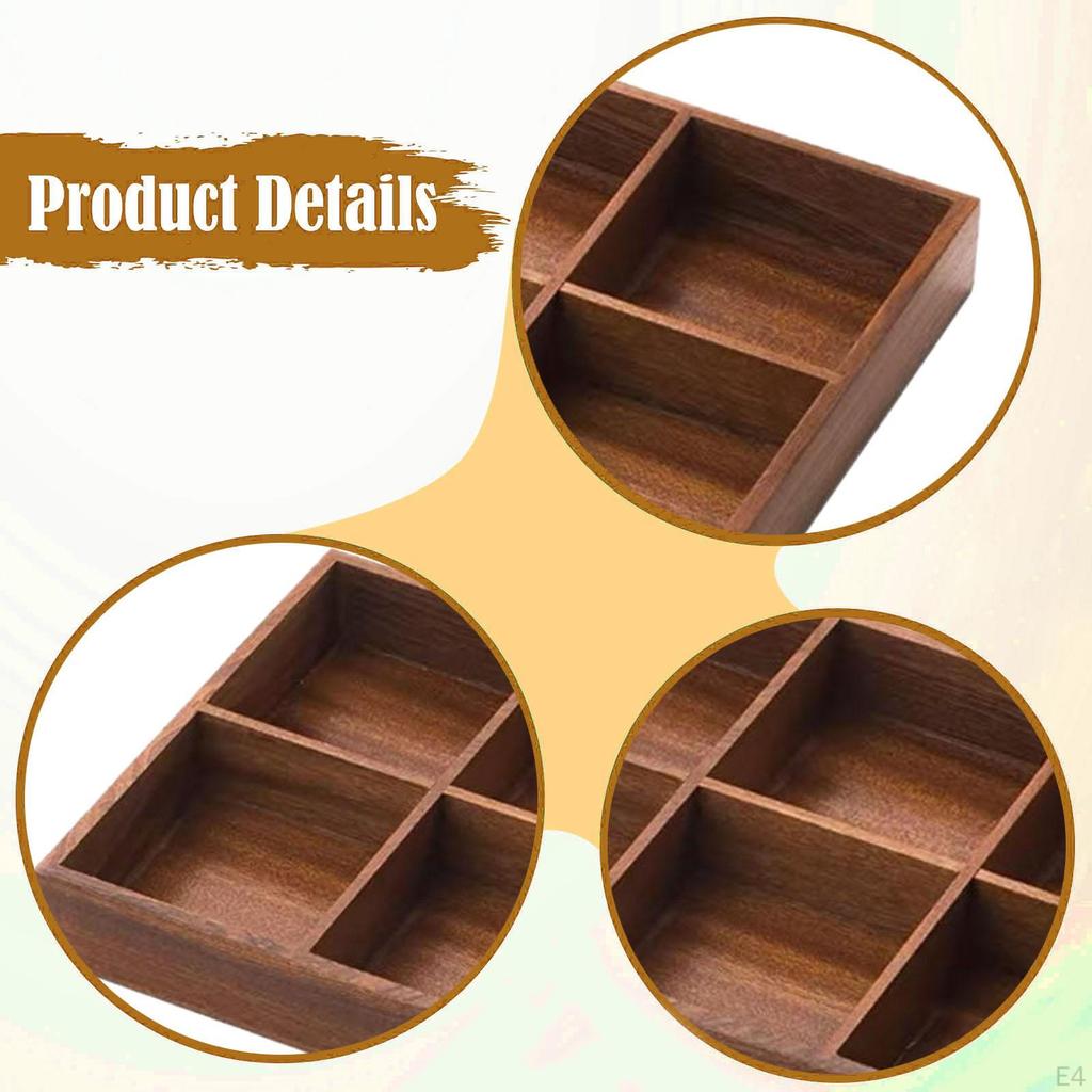 Wood Divided Serving Tray Food Container Serve Plate Sushi Platter for Appetizer Party Teahouse