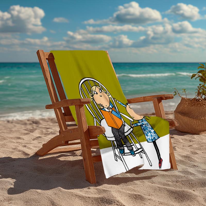 Ultra-Soft Beach Towel with Charlie and Lola Theme,Ideal for Pool - Camping, Diving - Perfect Travel Essential, Vibrant Beach Towel.