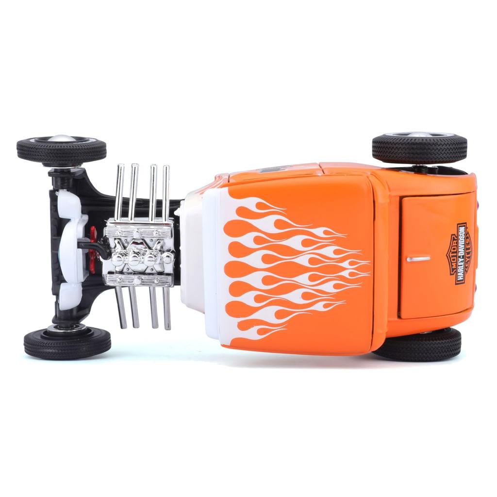 Maisto Масштаб 1/24 Литая Модель 1929 Ford Model A в Белом/Оранжевом, Серия Harley-Davidson Custom, 32175 [Импортный]