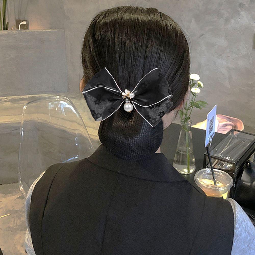 Net Flower For Nurse Hairgrips Cover Net Women Spring Clips Korean Bun Snood Bowknot Hair Bun Cover