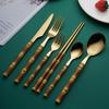 Food Cutlery Imitation Mirror Process Bamboo Tableware Stainless Steel Hotel Western Cuisine Cutlery