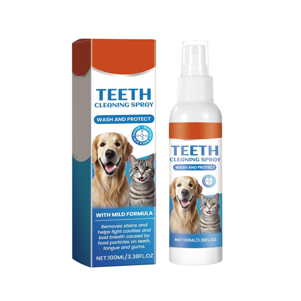 Pet Breath Freshener Spray 100ml Cleans Teeth, Tartar And Odor, Protects Against Long-lasting Freshness