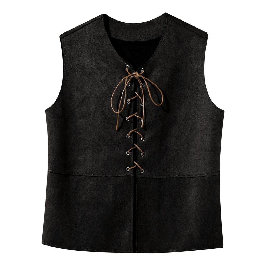 Kids Boy Girl Medieval Vest Lace Up Steampunk Renaissance Waistcoat Top Halloween Costume