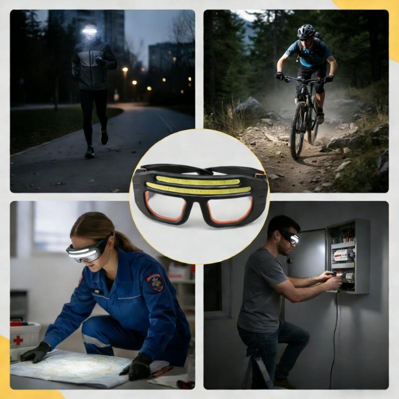 Многофункциональные очки-маска 2 в 1 с фонарем, перезаряжаемые через USB Type-C, сенсорное управление, компактные, для ремонтных работ, аварийные, для походов