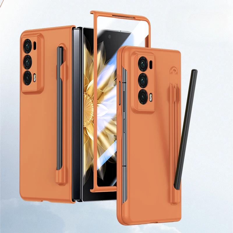Роскошный защитный чехол для Honor Magic V2, матовый, с прозрачным экраном и однотонной задней крышкой из ударопрочного жесткого пластика