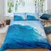 Sea Wave Duvet Cover King/Queen Size 3D Blue Ocean Spray Waves Bedding Set for Kids Teens,Azure Seawater Soft Comforter Cover