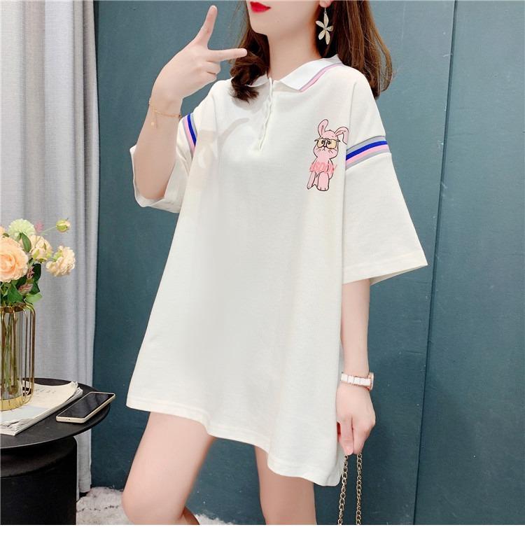 Женская футболка с короткими рукавами и мелким принтом, летняя свободная рубашка поло с лацканами