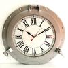 Vintage Navigation Marine Silver Ship Porthole Clock 17'' Ship Window Wall Clock Home Decorative