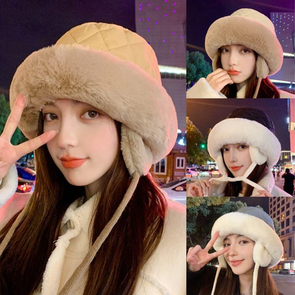 Fluffy Plush Women Winter Hat Soft Bucket Cap Fashion Ear Protection Hat Autumn Winter