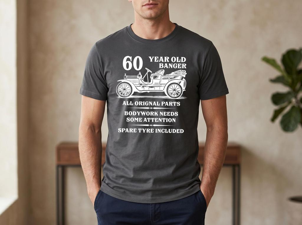60th Birthday Gift TShirt 60 Year Old Banger Vintage Car Tee Funny Retro Vehicle Shirt Husband Gift Unisexs Birthday Present