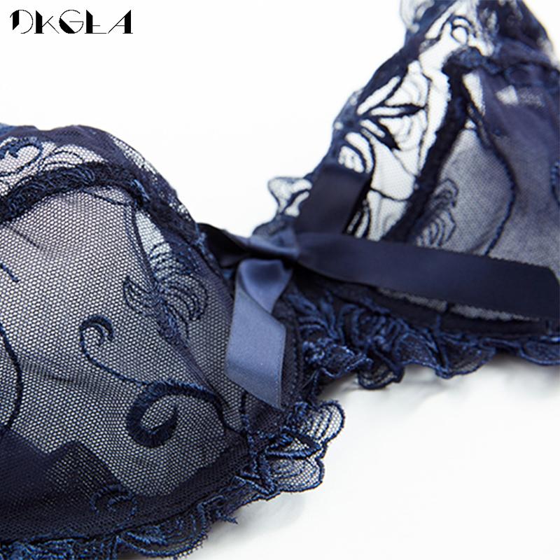 DKGEA Женский бюстгальтер с вышивкой размера плюс, комплект нижнего белья, сексуальный прозрачный кружевной комплект