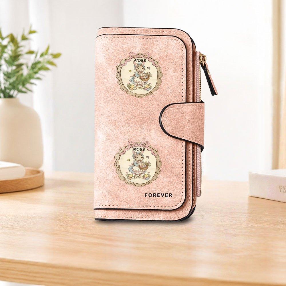 MOSS Винтажный Кролик Кошелек на Длинной Молнии Вместительный Карман для Карт Унисекс Сумка-Клатч Модный Кошелек на Молнии для Монет Идеально для Ежедневных Поездок и Путешествий