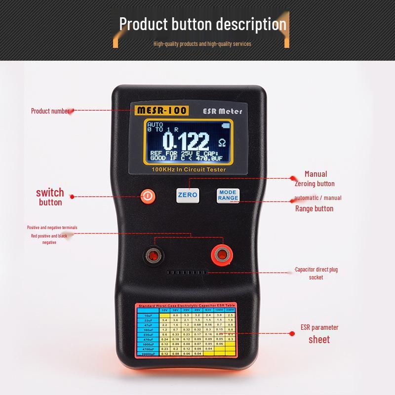Jingyan MESR-100 High Precision Capacitance & ESR Meter Tester
