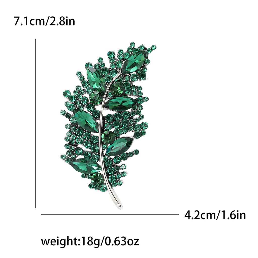 Fashion Creative Diamond Leaf Brooch, Temperament Trendy Women'S Anti-Light Silk Scarf Buckle Jewelry Pin