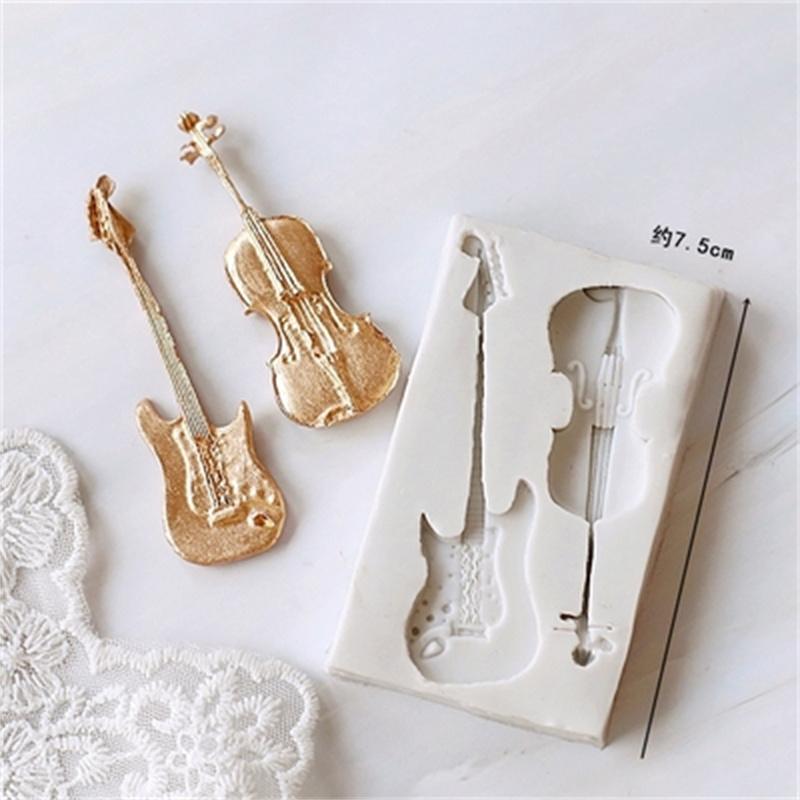 Musical Instrument Notes Baking Silicone Mold Headphone Radio Guitar Violin Fondant Chocolate Mould DIY Decor Baking Tools