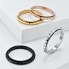 3mm Wide Diamond Lattice Rotatable Decompression Ring for Men Women Fashion Black Titanium Jewellery Unisex Couple Finger Rings Girls Single Tail Ring