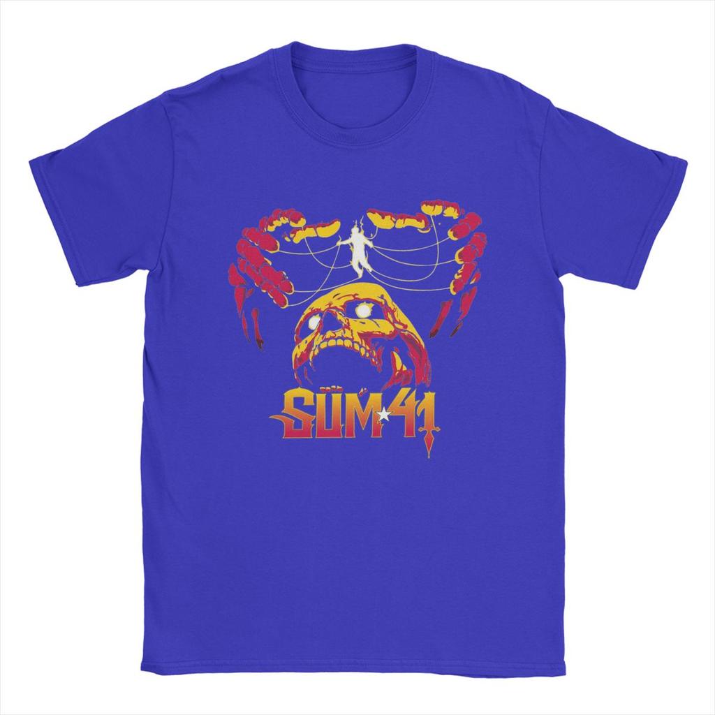 Мужская футболка The String Skull Sum 41 Band SUM41 Панк Смешная Хлопковая Футболка с Круглым Вырезом и Коротким Рукавом Футболки Топы с Графическим Принтом