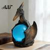 Fantasy Decor Desk Lamp Pterosaur Night Light, Resin Gothic Dragon Table with Glowing Faux Crystal Light Ball, for Bedroom Office, Gift Lovers